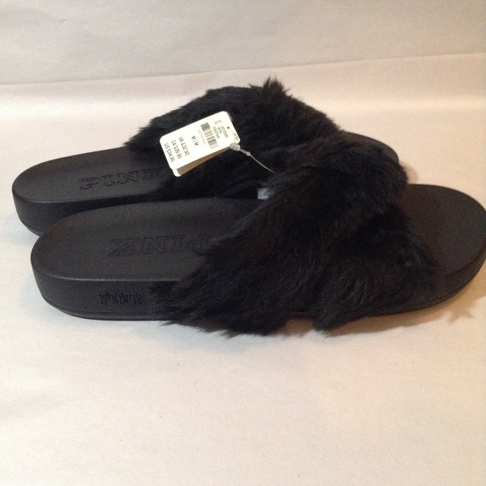 Pink Victoria Secret Fur Slides - Picture 2 of 7